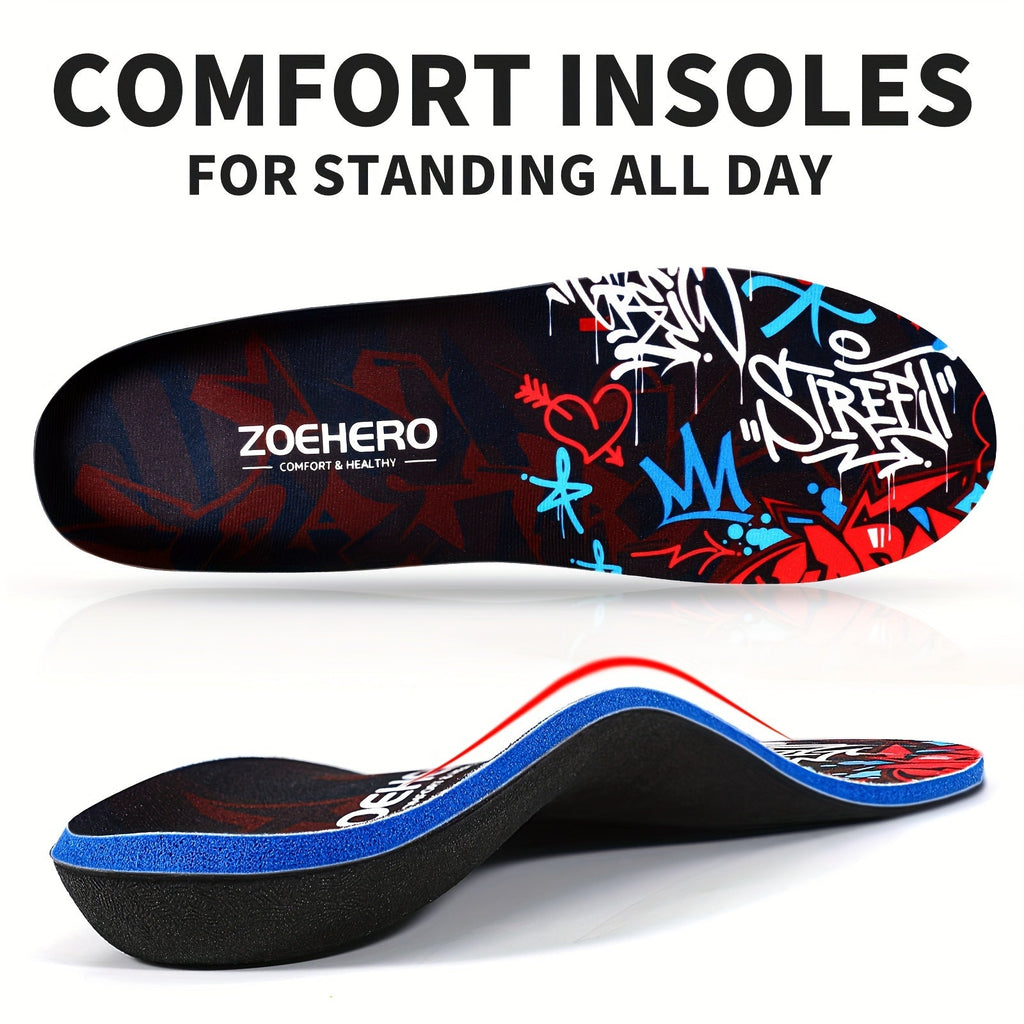 Arch Support Insoles for Men & Women - Heavy Duty Flat Feet Shoe Inserts, Shock Absorbing Comfort Insoles for Standing All Day, Work, Sports, Walking & Hiking