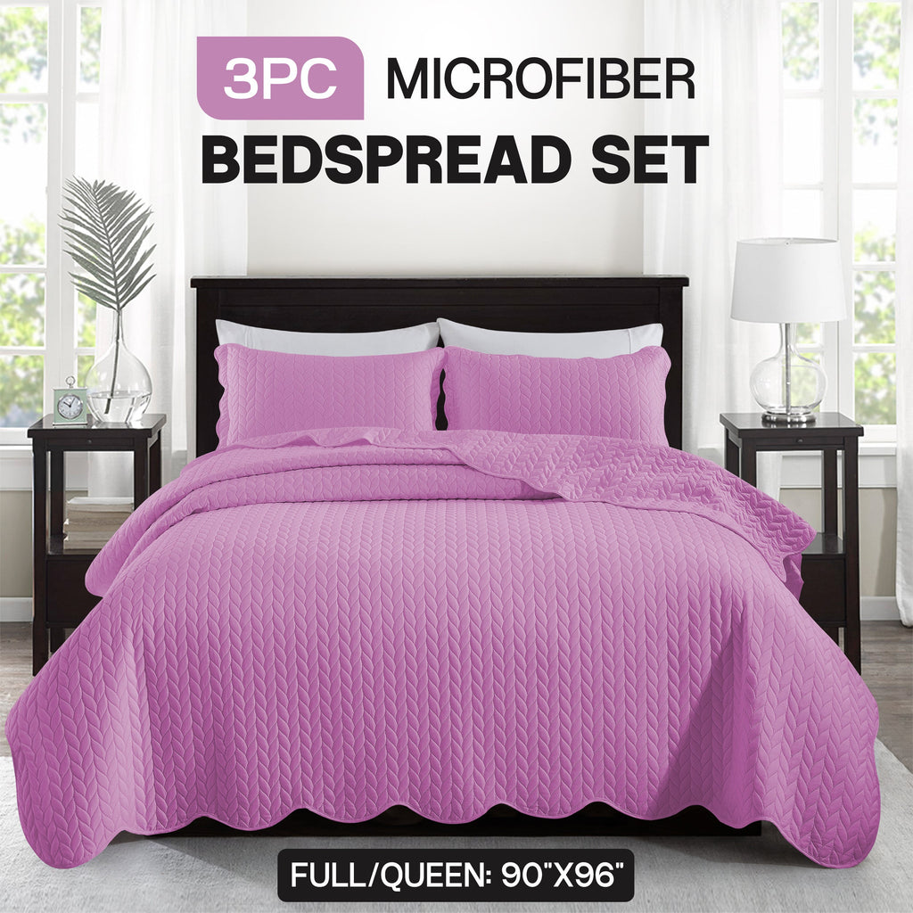 Bedspread Set 3-Piece Microfiber Floral Coverlet with Pillow Shams - Soft Breathable Lightweight All-Season Bed Cover for Queen King Twin California King