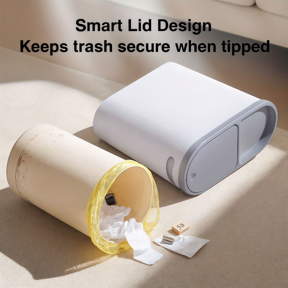Small Bathroom Trash Can with Built-In Handles Rustproof Space Saving Plastic Waste Bin for Bathroom Laundry Office Includes Trash Bags