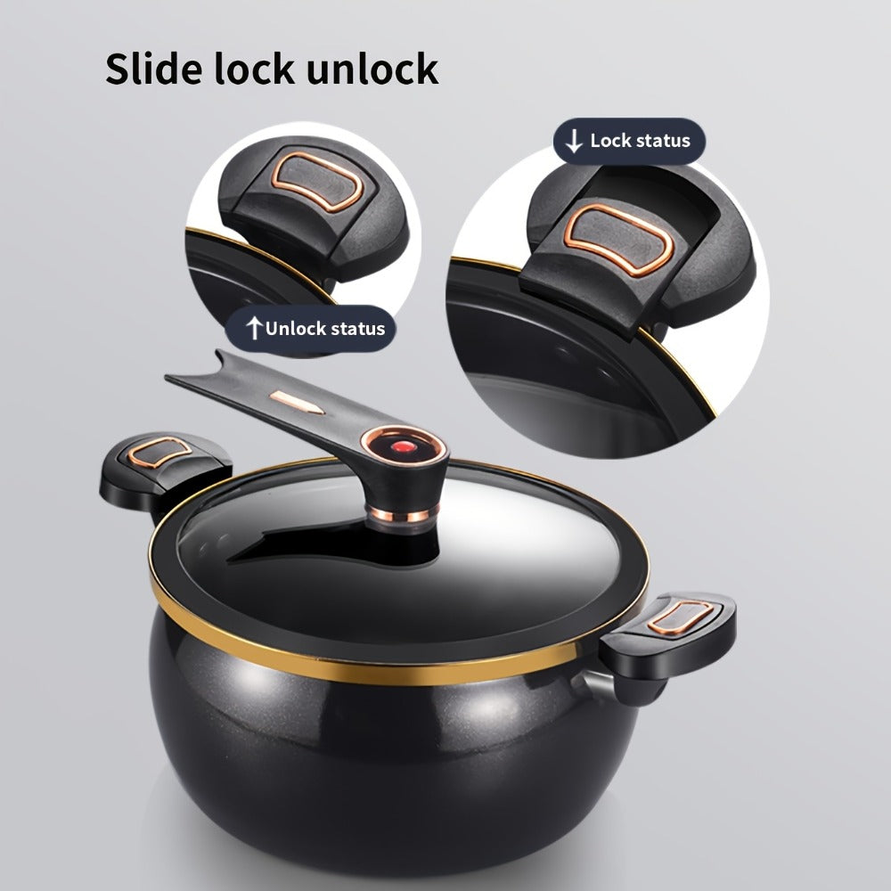 8.45QT Non-Stick Ceramic Stockpot with Twist Lock Handle - Induction & Gas Compatible, Cast Iron, Home & Restaurant