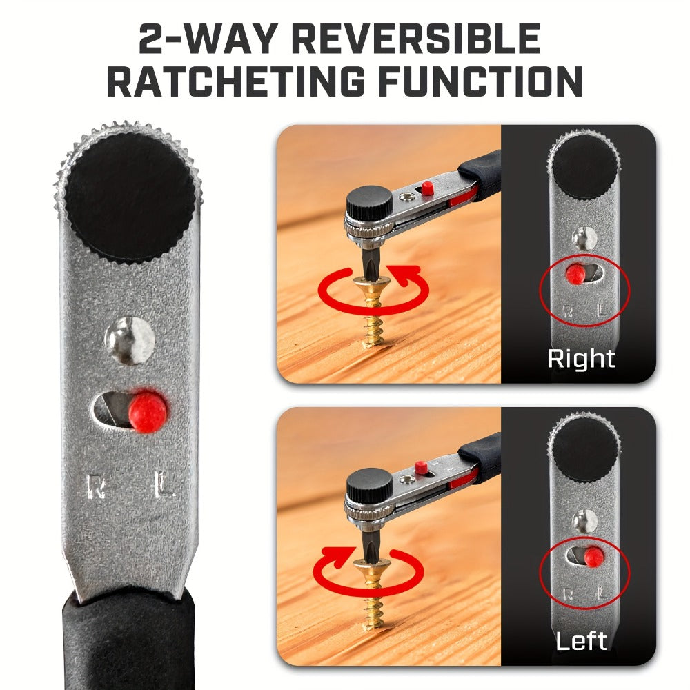 Ratchet Angle Screwdriver Set 10-in-1 & 16-in-1 ¨C Magnetic Multi-Bit Right Angle Screwdriver for Tight Spaces, DIY, Bike Repair & Home Maintenance, Compact Flexible Tool Kit