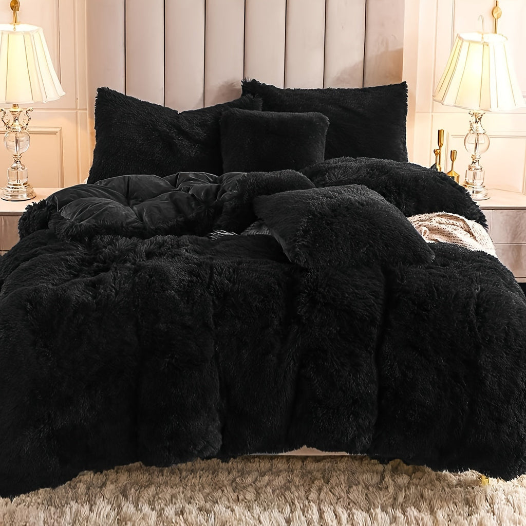 Plush Duvet Cover 100% Polyester Soft Warm Zipper Closure Cozy Bedroom Bedding Twin Full Queen King Solid Tie Dye 14 Colors for Bedroom Guest Room Dorm