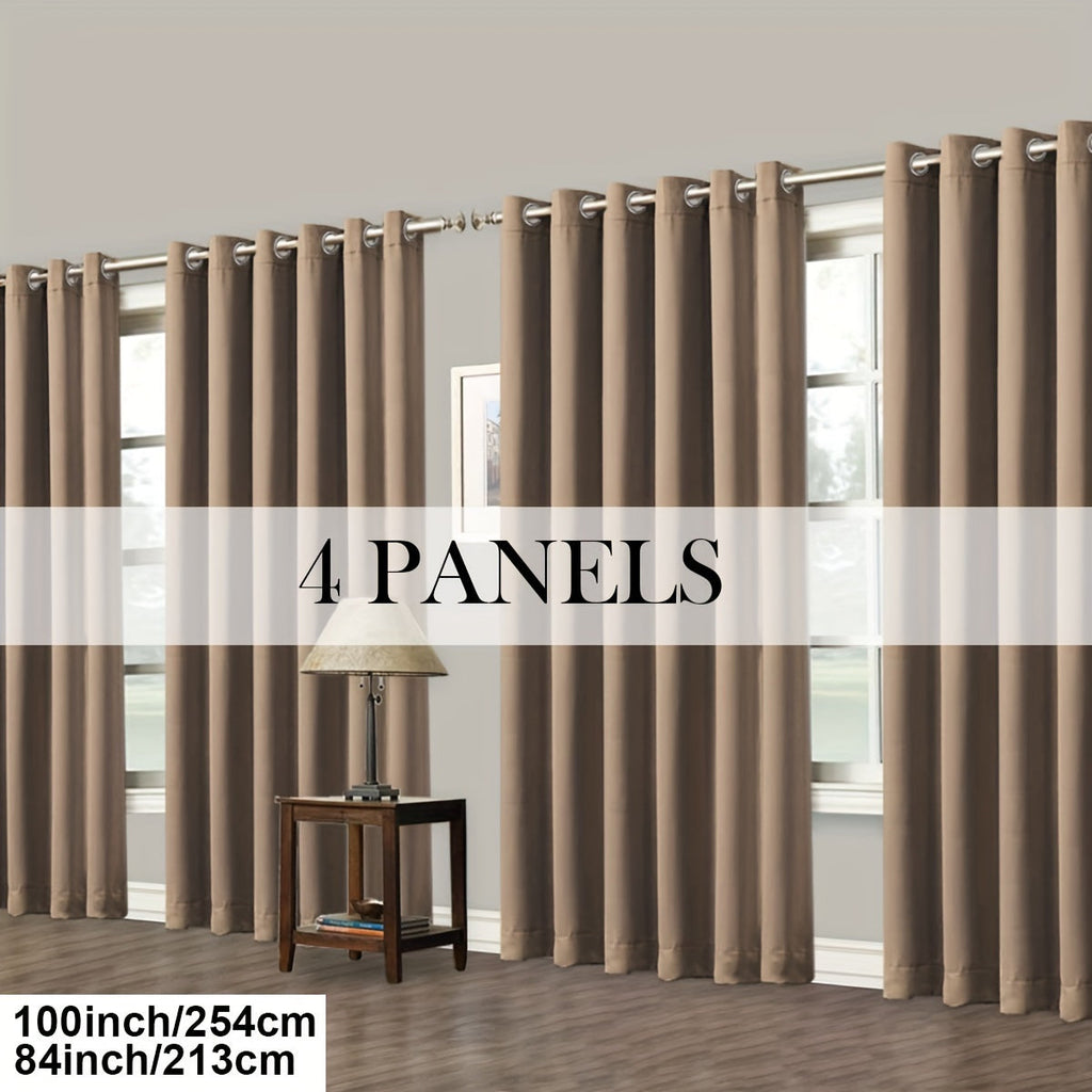 Blackout Curtains Grommet Top Room Darkening Window Drapes 4 Panels Set Living Room Bedroom