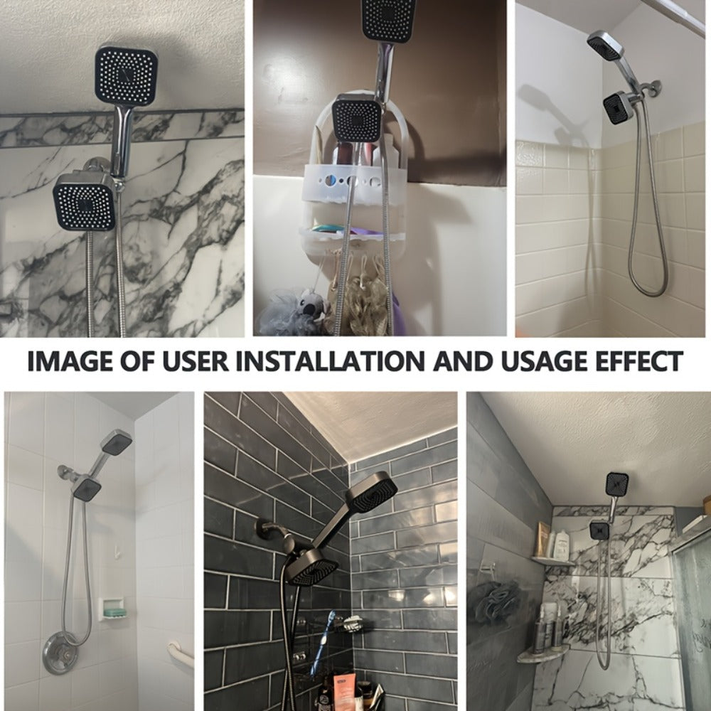 Handheld Shower Head Kit 4 Inch High Flow with Long Hose 3-Way Diverter Dual Purpose Shower Spray Assembly Wall Mount Bathroom Shower Fixtures Silver Black