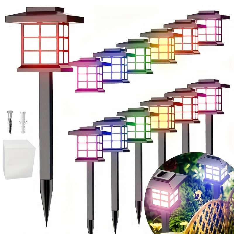 Solar Garden Lights Outdoor Waterproof Landscape Pathway Lights Solar Powered LED Stake Lights for Yard Patio Walkway Holiday Decor Warm White Colorful