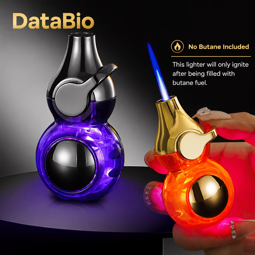 Torch Lighter Windproof Refillable Butane Aluminum Alloy Mini Portable Flashlight Lighter Rocker Ignition Transparent Gas Window Candle Campfire Camping Gift Black Orange White