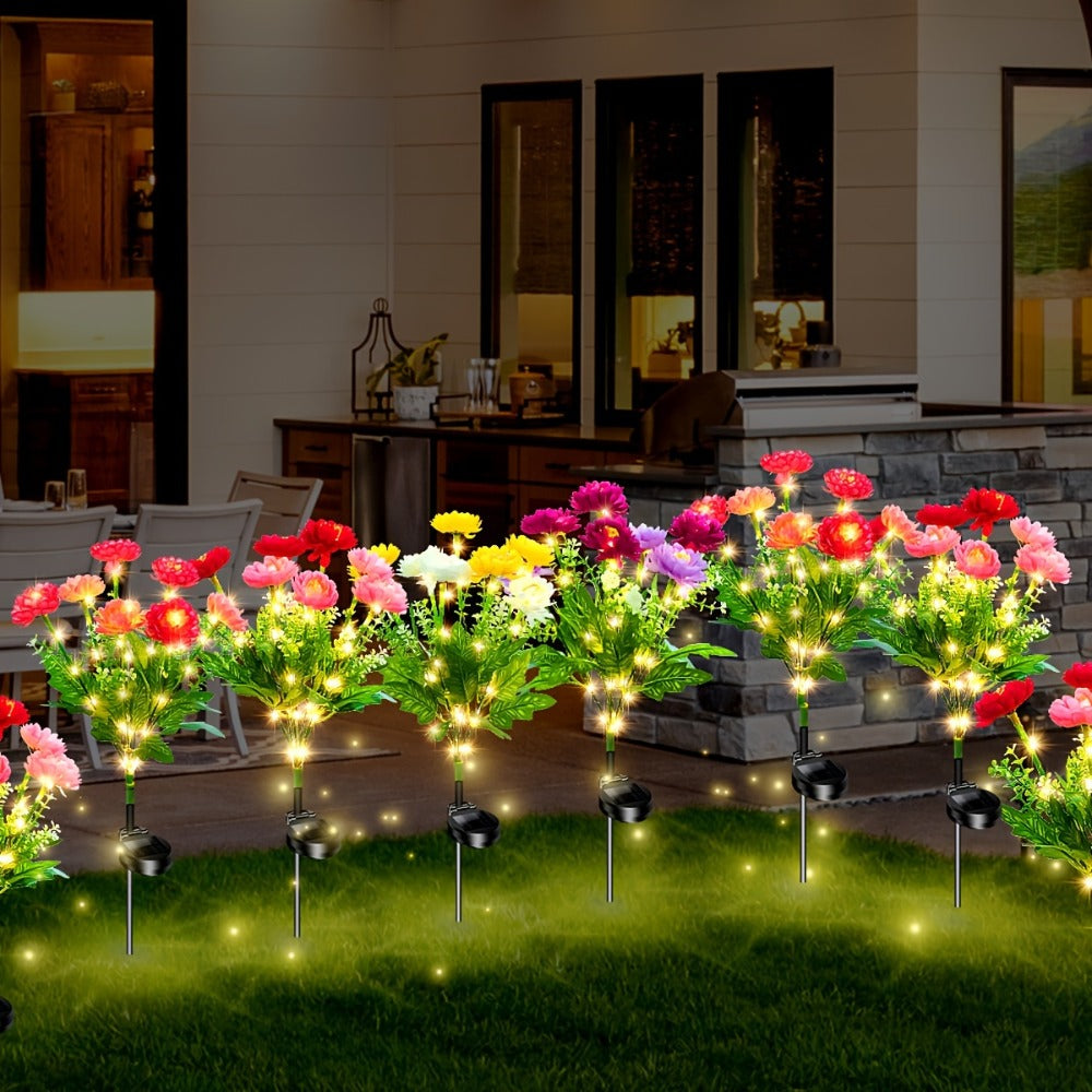 Solar Garden Lights Outdoor Waterproof ¨C 5pcs Simulated Snow Lotus Flower LED Stake Lights for Lawn, Garden, Pathway, Courtyard, Patio Decor, Warm White Glow, Holiday Gift