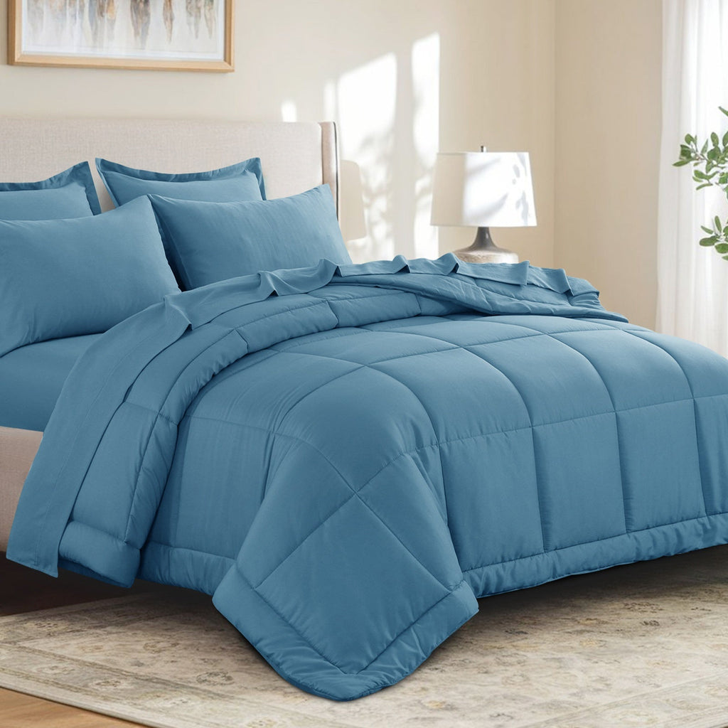 7 Piece Comforter Set Luxury Soft Fluffy Bedding All Season Bed in a Bag with Comforter Fitted Sheet Flat Sheet Pillowcases Hypoallergenic Breathable Easy Care Queen King Twin XL Full