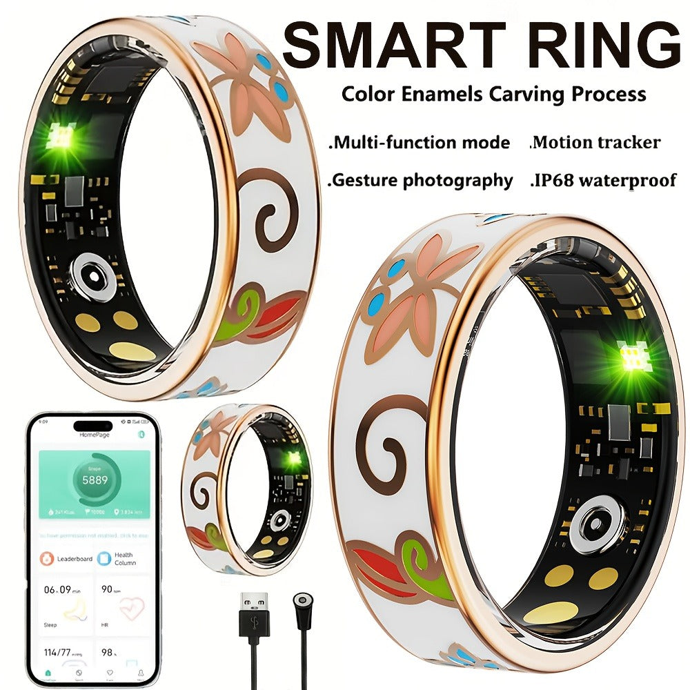 Women's Smart Ring Fitness & Sleep Tracker ¨C Step, Distance & Calorie Monitor, IP68 Waterproof, Bluetooth 5.3, iOS & Android, Elegant Daily Accessory, Gift for Mom & Girlfriend