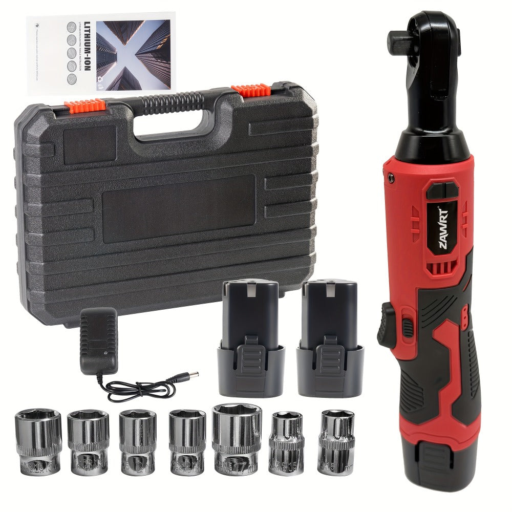 Cordless Electric Ratchet Wrench Set 12V - 45Nm High Torque 3/8¡± Rechargeable Ratchet Wrench with Battery, Charger & Toolbox for Automotive Repair, Angle Frame Installation & Home Improvement (4 Colors)