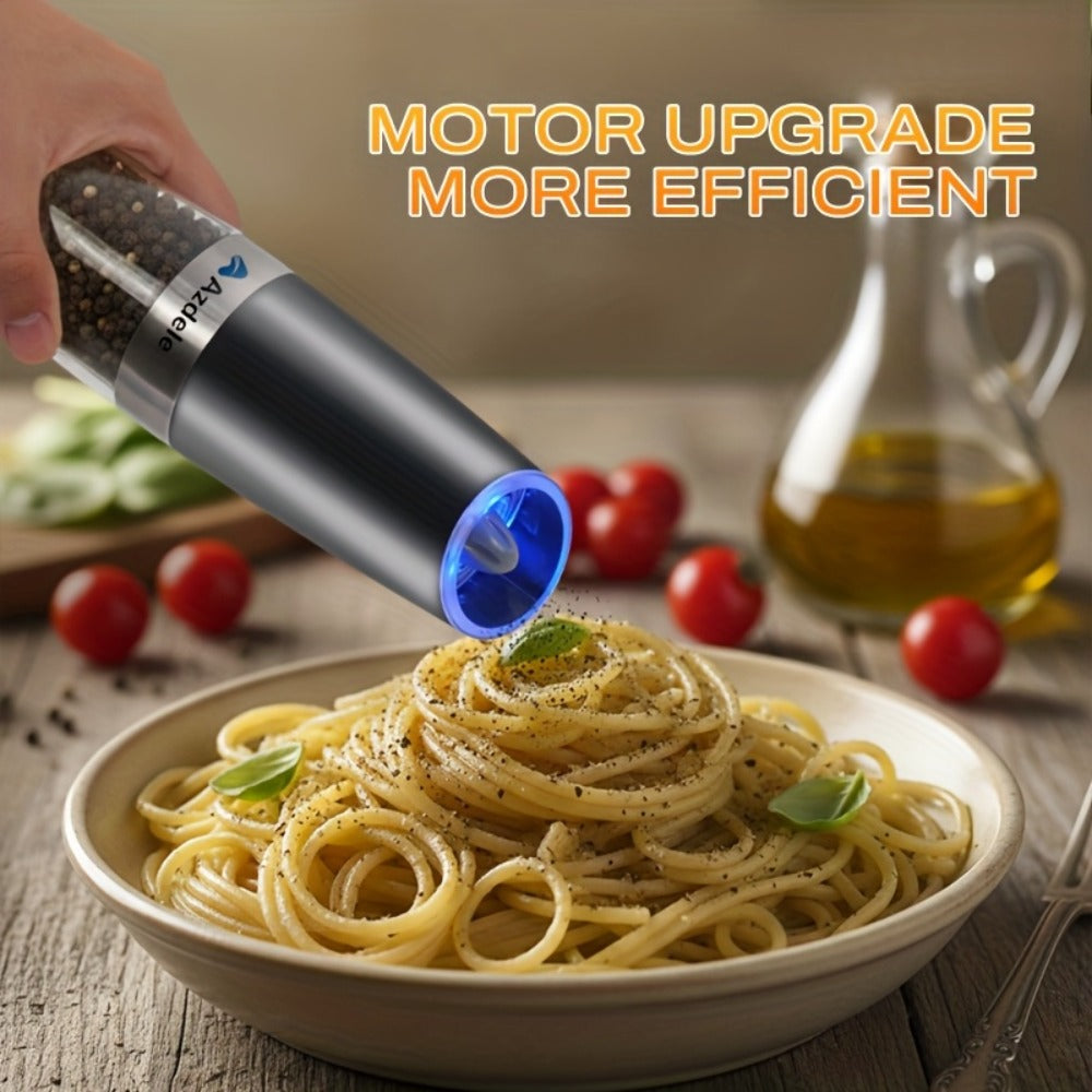 Electric Salt and Pepper Grinder Set 2-Pack Gravity Sensing ¨C Battery Powered LED Light One-Hand Operation | Adjustable Coarseness Black Kitchen Gadget | Perfect Birthday Gift for Home Cooks