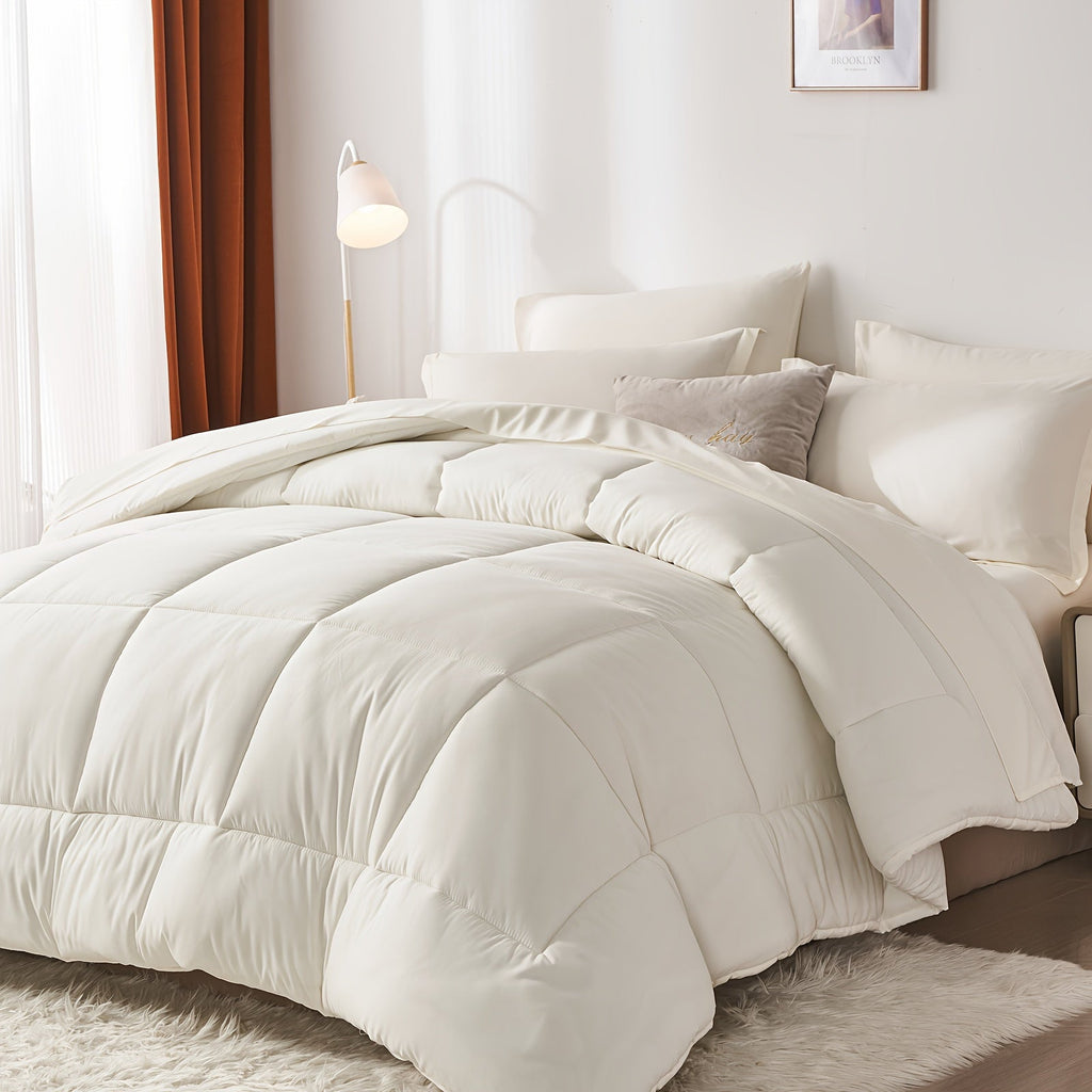 Comforter Set Soft Breathable Microfiber Bed in a Bag with Fitted Sheet Flat Sheet Pillowcases & Shams ¨C All Season Fluffy Checkered Bedding Set Twin Full Queen King