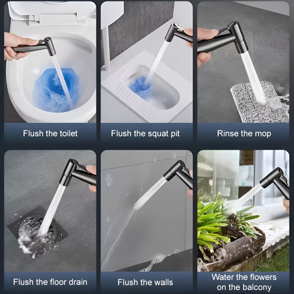 Handheld Bidet Sprayer Kit 6-Piece Wall Mounted Toilet Sprayer Set with Hose & Holder - Adjustable Pressure, Self-Cleaning Personal Hygiene Sprayer for Bathroom, Pet Shower & Toilet Cleaning