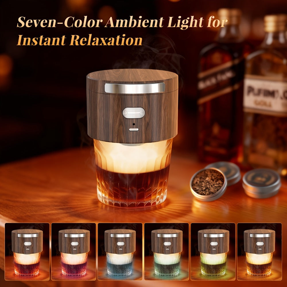 Electric Cocktail Smoker Kit with 6 Wood Chips ¨C Flame-Free USB Rechargeable Whiskey Smoker for Tumblers & Wine Glasses, Gift for Men Dad Husband