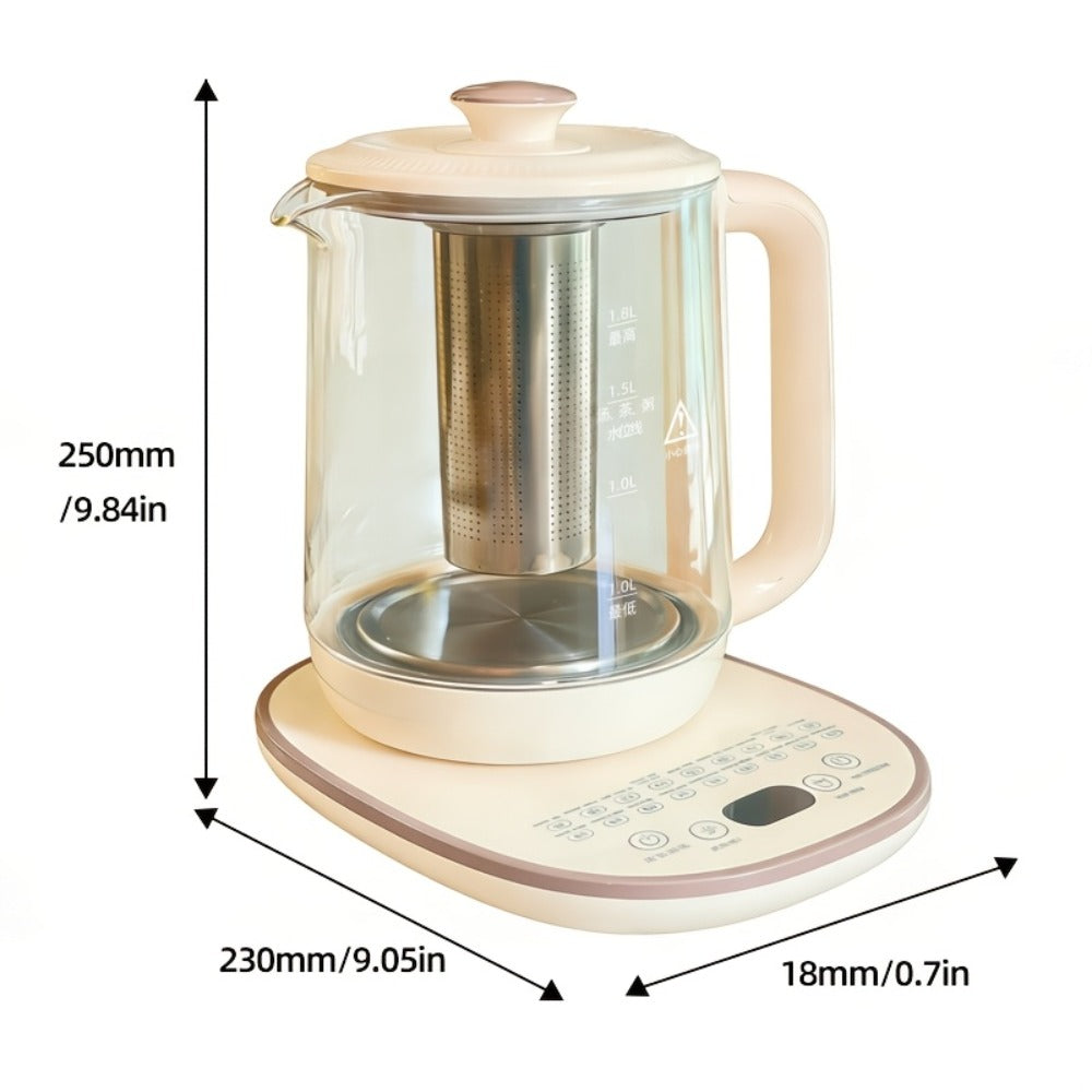 Electric Glass Kettle 1.8L with 18 Functions Removable Filter Multi-Functional Health Pot US Plug Thickened Borosilicate Glass