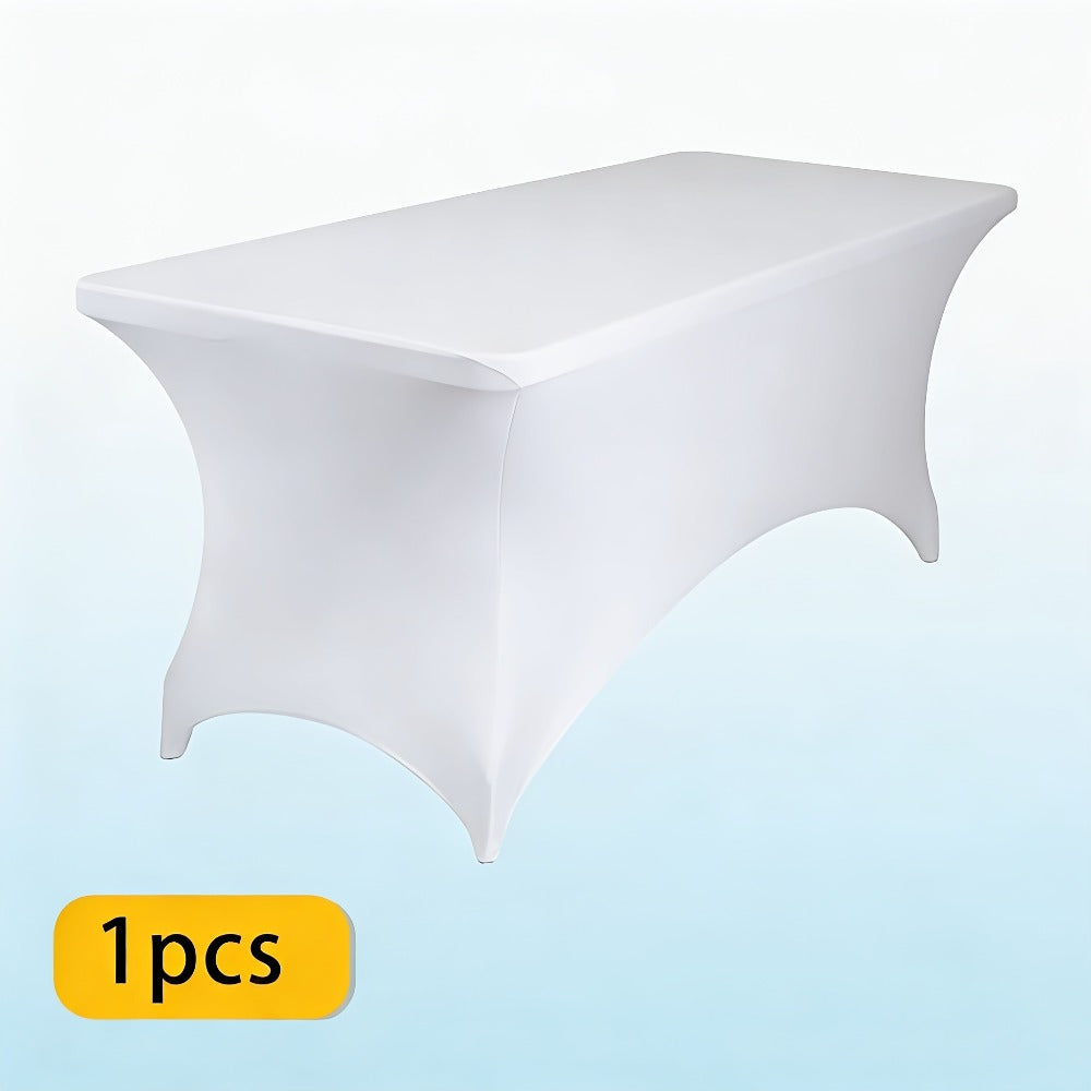 Spandex Tablecloth for 6 ft Rectangle Tables ¨C Elastic Fitted Table Cover for Events, Parties, Weddings & Banquets ¨C Wrinkle-Free Stretch Fabric in Black, White & Red, Indoor & Outdoor Use