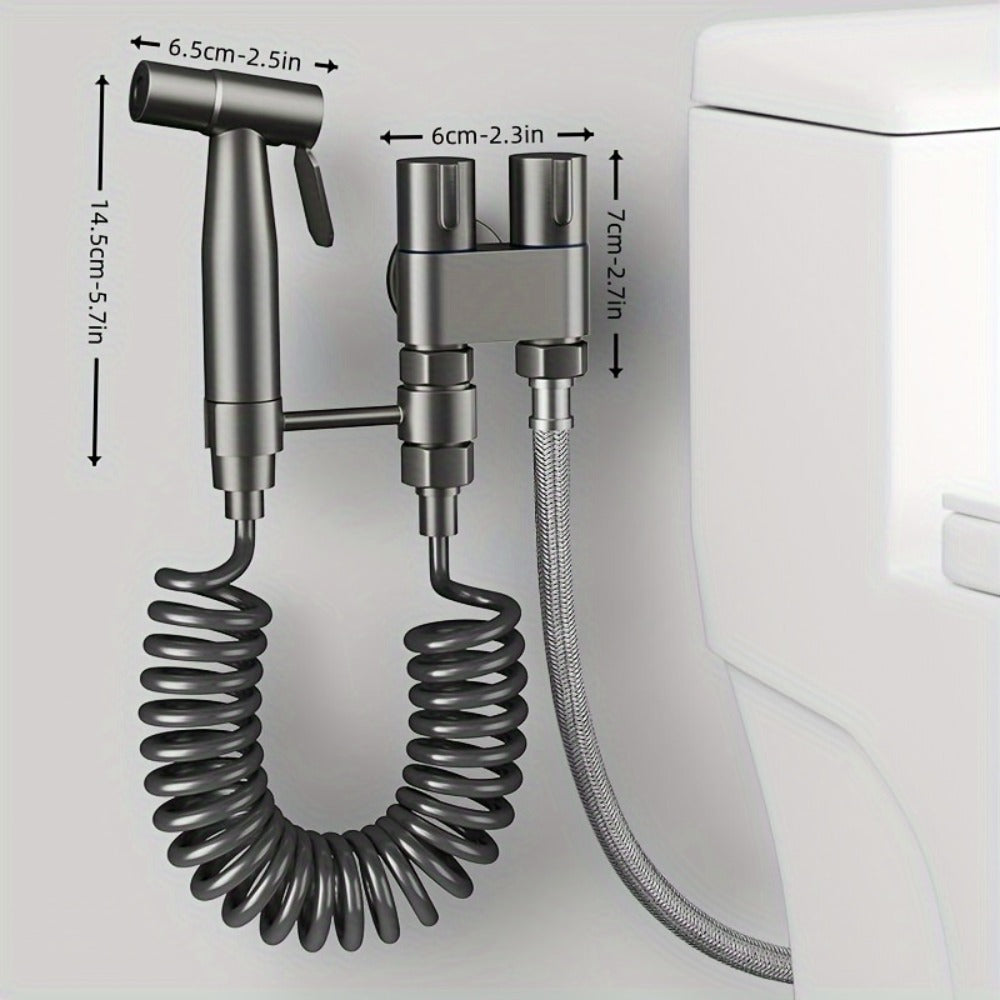 Bidet Toilet Spray Gun Angle Valve One In Two Out Handheld Flusher Booster Sprayer for Toilet Women Washing Machine Household Bathroom Hygiene Modern Minimalist