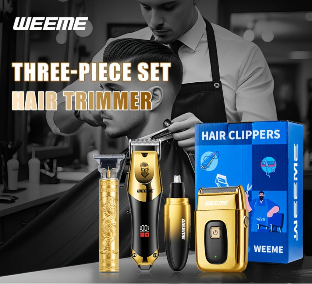Beard Trimmer Set for Men - USB Rechargeable Hair Clipper & Grooming Kit with Battery Indicator, Comb Attachments, Epilator & Trimmer, 2/3/4 Piece Set for Travel Home Use, Father's Day Gift