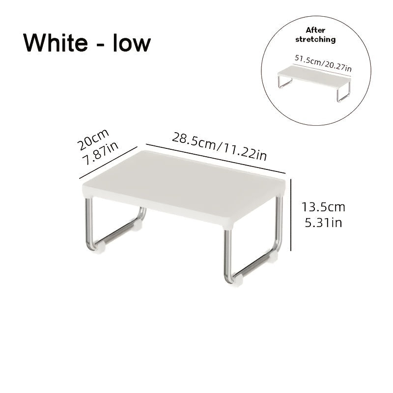 Desktop Storage Organizer Multi-Tier Expandable with Transparent Lid PP Stainless Steel Space-Saving Countertop Box for Kitchen Bathroom Cosmetics
