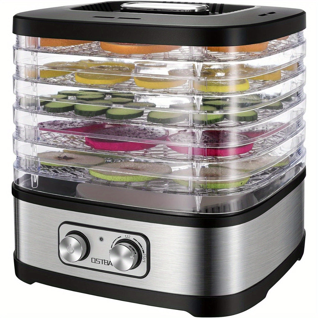 Food Dehydrator Machine 5-Tray with Adjustable Temperature Control and 72-Hour Timer - Electric Food Dryer for Jerky Fruit Herbs Dog Treats Snacks, 240W LED Display Dehydrator with Recipe Book Included