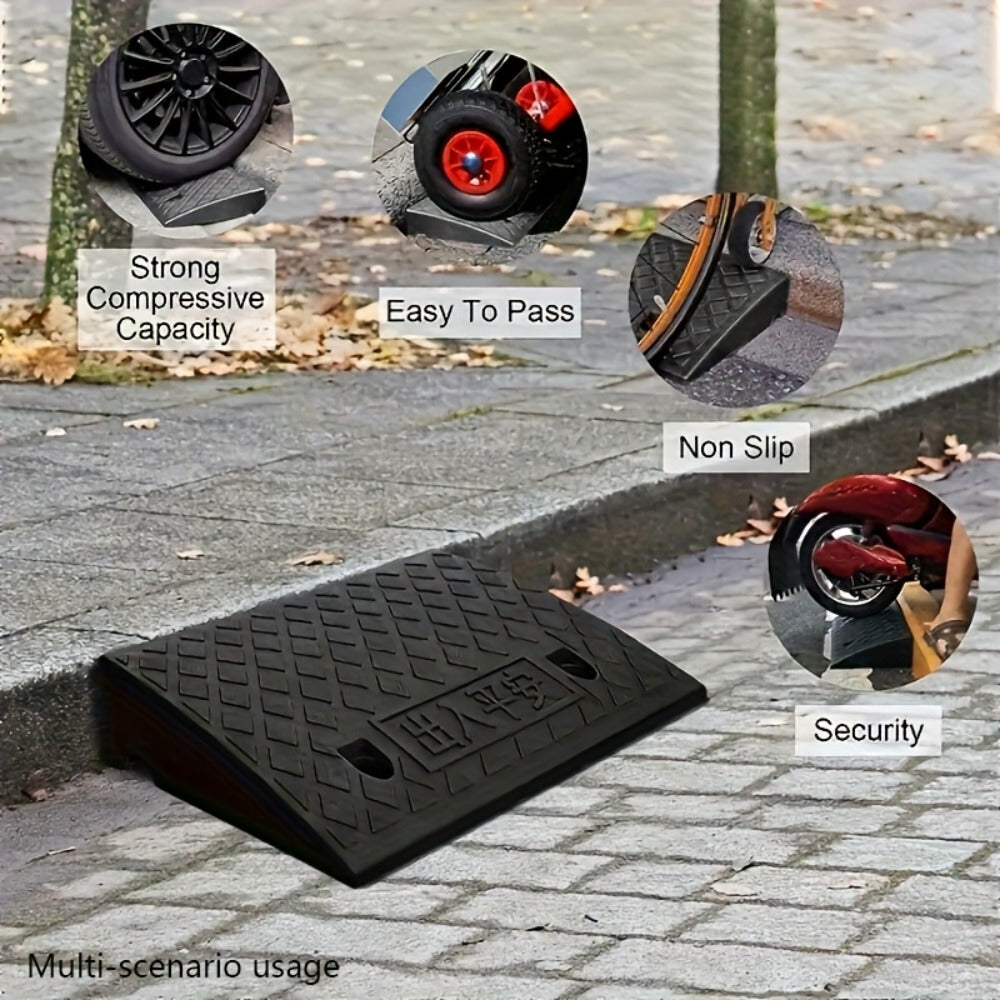Curb Ramp 2-Pack Portable Heavy Duty Plastic Threshold Ramp Set ¨C Lightweight, Non-Slip, for Low Floor Vehicles, Motorcycles, Wheelchairs, Driveway & Lane Loading ¨C Multiple Height Options (1.18¡± / 2.75¡±)