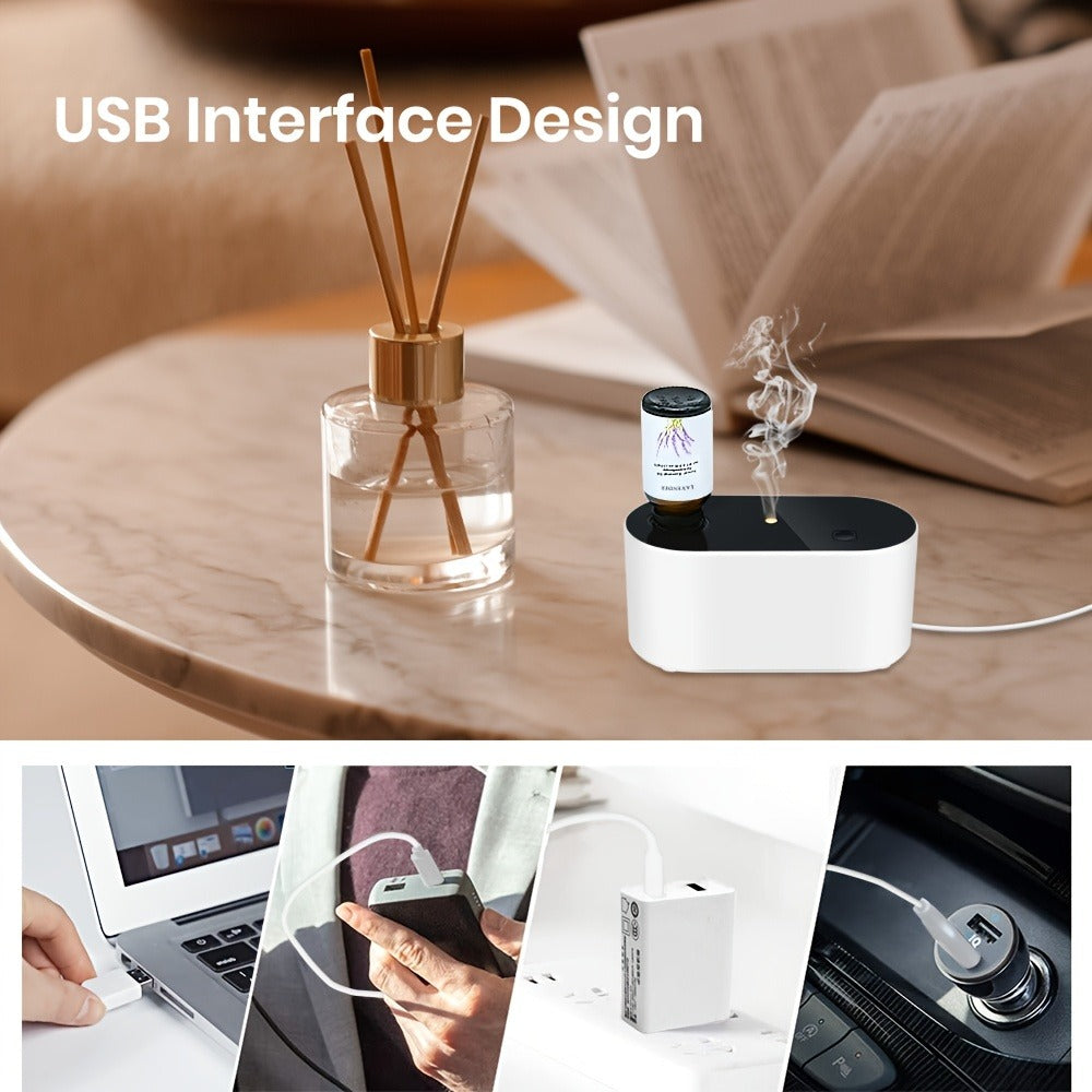 Essential Oil Diffuser Waterless Aroma Diffuser ¨C USB Mini Humidifier, 3 Misting Modes, Color LED Lights, Auto Circulation for Home, Office & Car