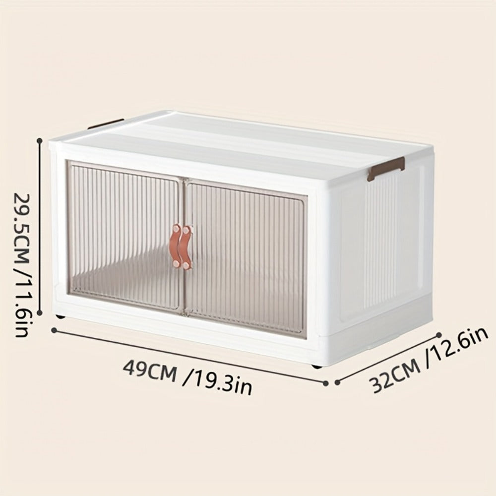 Stackable Storage Bins with Wheels & Drawers | Open Front Foldable Storage Organizer Bins for Home Bedroom Clothes Books Toys Holiday Christmas Gift Storage