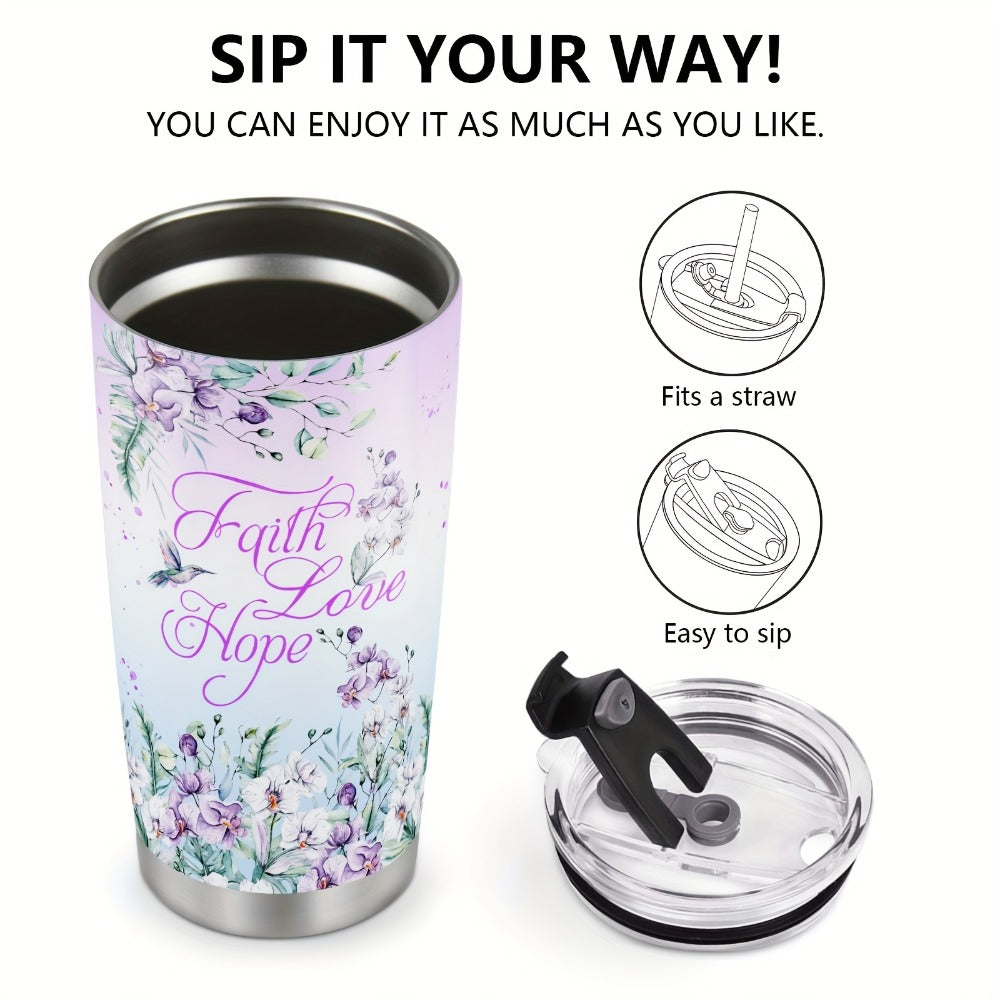 Hummingbird Flower Vacuum Insulated Travel Tumbler 20oz ¨C Gift for Mom Grandma Sister Daughter Birthday Valentine's Day