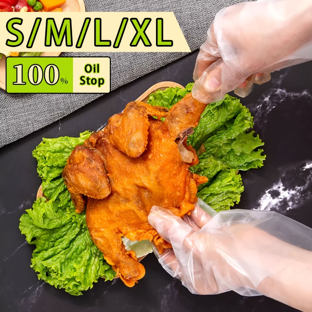 Clear Poly Disposable Gloves 200/1000PCS Oil Resistant Food Safe Cooking Cleaning Gloves S M XL