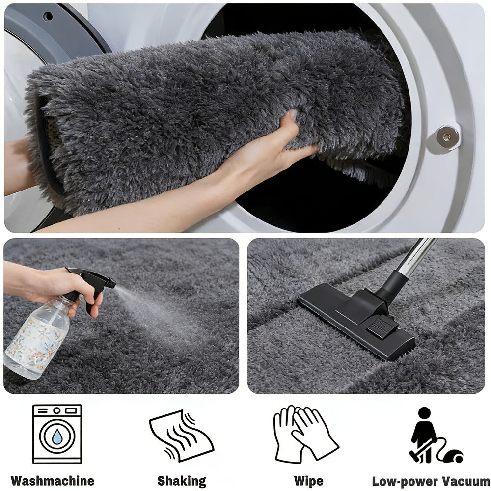 Fluffy Area Rug Tie-Dye Soft Carpet for Living Room Bedroom Office Thickened 1000g/©O Machine-Woven Indoor Mat Multi-Color Multi-Size Dark Gray Light Grey Khaki Pink Black White Purple