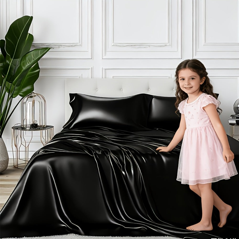 Satin Bed Sheets Set 2100TC Ultra Soft 3/4pcs ¨C Silky Smooth Breathable Satin Bedding for Twin Full Queen King, 5-Star Luxury Hotel Experience, Solid Color, 7 Colors Available