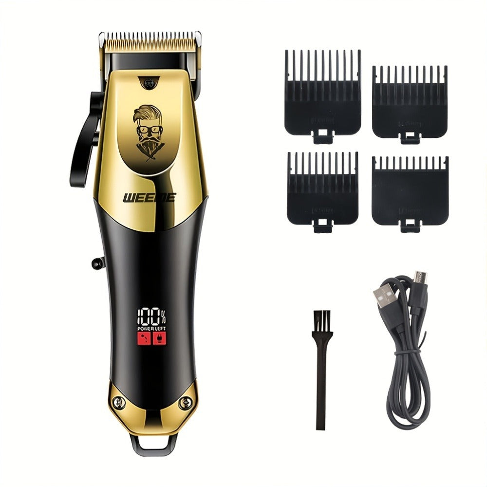 Men's Grooming Kit USB Rechargeable Hair Clipper Set with Nose Trimmer Electric Shaver Detail Trimmer 8 Limit Combs Professional Haircut Kit Father's Day Christmas Gift Gold