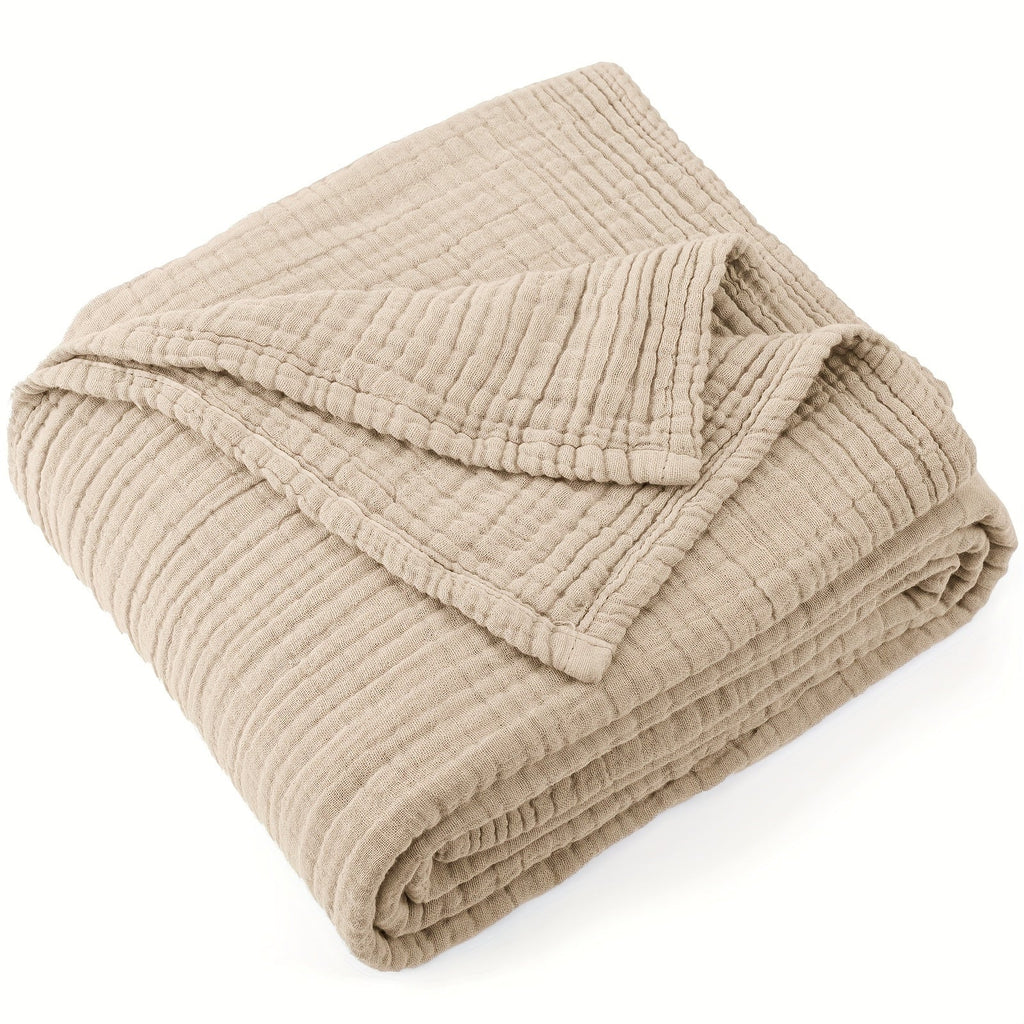 Muslin Blanket 100% Cotton 6-Layer ¨C Breathable Soft Gauze Throw for Couch & Bed, All Season, Machine Washable, 13 Colors, 5 Sizes
