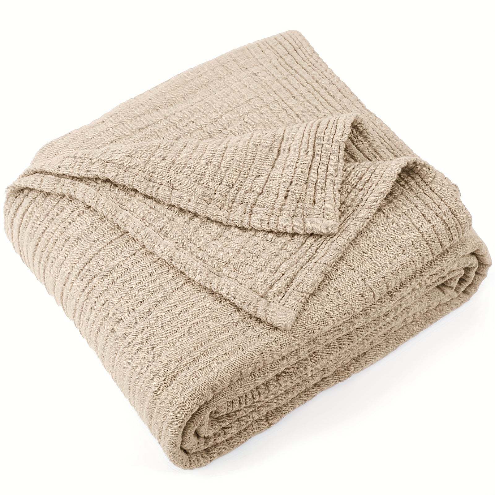 Muslin Blanket 100% Cotton 6-Layer ¨C Breathable Soft Gauze Throw for Couch & Bed, All Season, Machine Washable, 13 Colors, 5 Sizes