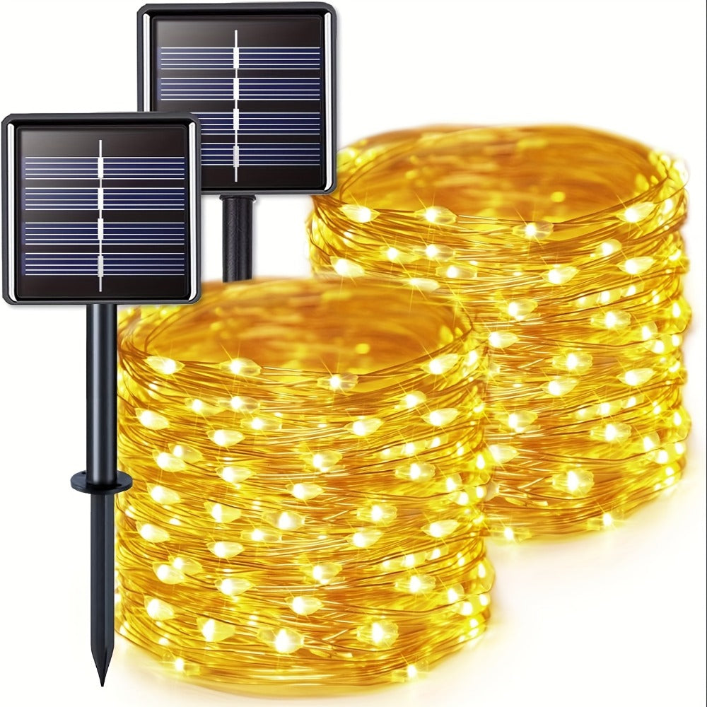 Solar Fairy String Lights Outdoor ¨C 110 LED Copper Wire Solar Twinkle Lights with 8 Modes & Touch Control for Christmas Tree, Garden, Patio, Wedding & Party ¨C 2, 4 or 8 Pack