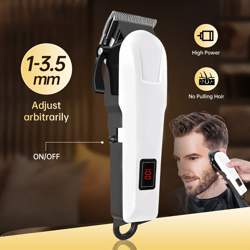 Men's Hair Clipper Set Cordless Beard Trimmer Electric Shaver Grooming Kit with LCD Display USB-C Rechargeable for Home Barber Haircut Mustache Travel Father's Day Gift