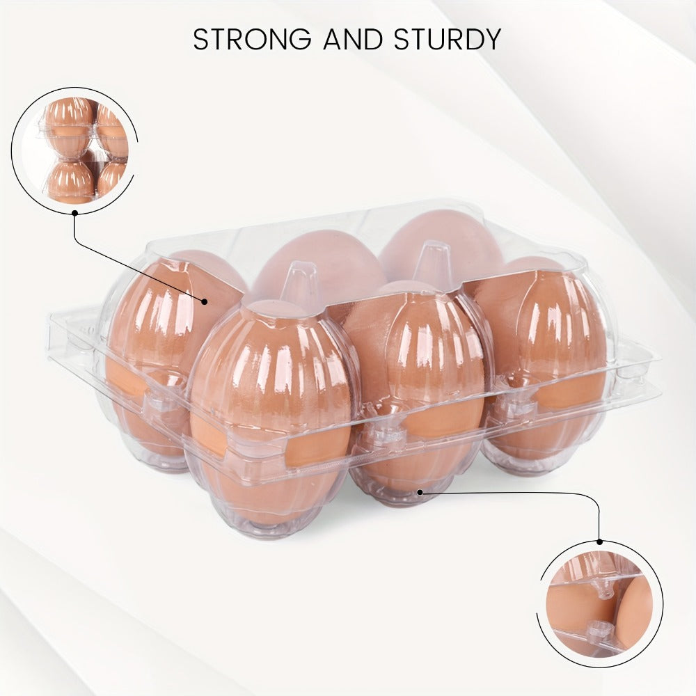 Plastic Egg Cartons, 60 Pack Clear 6-Cavity Reusable Egg Holders with 4 Label Stickers ¨C Bulk Egg Carton Set for Home, Ranch, Chicken Farm, Market Display, Kitchen Storage and Refrigerator