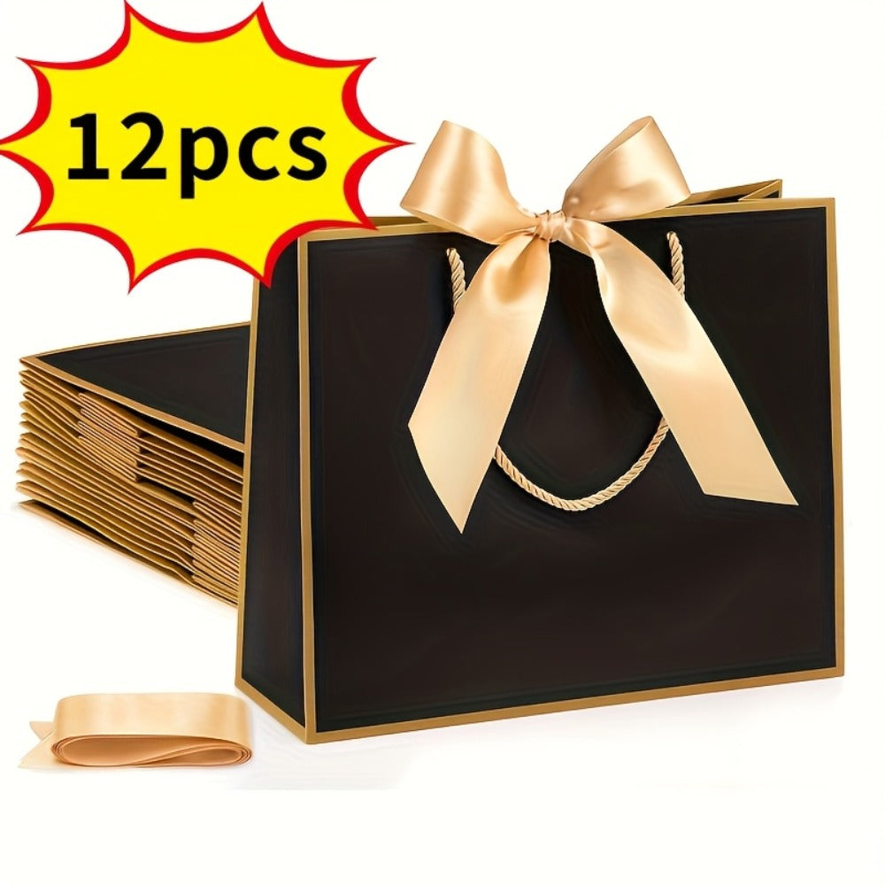Gift Bags with Handles for Party Favors - Butterfly Ribbon Thank You Bags Wedding Baby Shower Birthday Bridesmaid Housewarming Autumn Celebration Elegant Packaging 12 24 36pcs