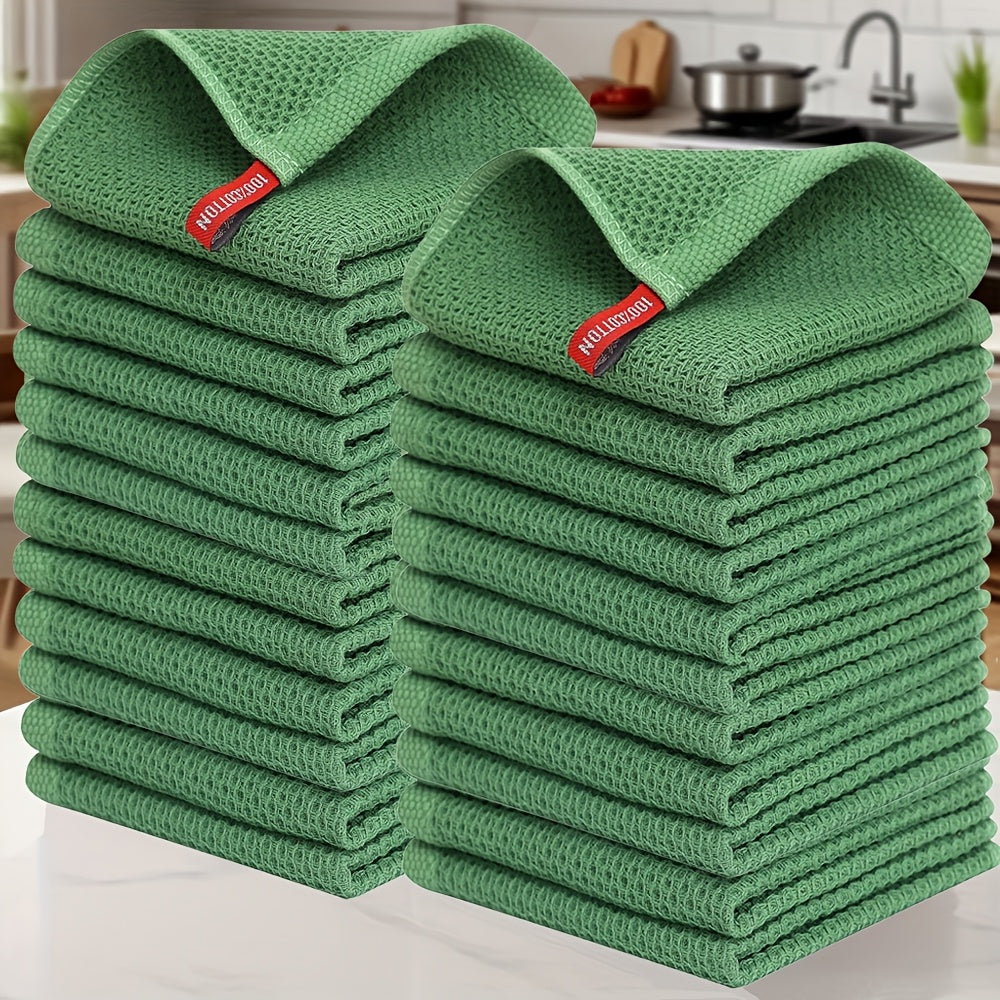 Kitchen Dish Cloths 23pcs 100% Cotton Waffle Weave Ultra Soft Absorbent Quick Dry Dish Towels 12x12 Inch for Cooking Cleaning Wiping Hands Kitchen Decor Gift