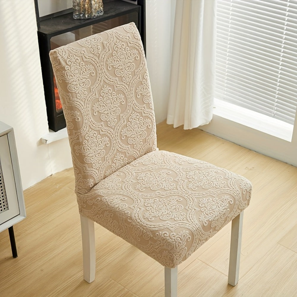 Dining Chair Covers Stretch Velvet Washable Removable Slipcovers Set of 4 or 6 for Kitchen Home Hotel Banquet ¡ª Elastic Band Silver Fox Velvet 200GSM