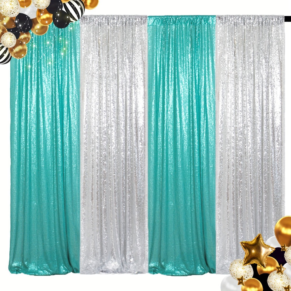 Sequin Backdrop Curtain 4 Panels 2FTx8FT ¨C Shimmer Glitter Background for Wedding Party Photo Booth Decoration