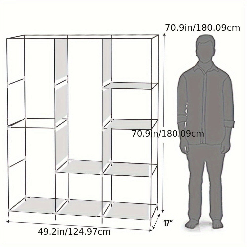 Portable Closet Wardrobe Organizer 71¡± Clothes Rack with Shelves, Freestanding Bedroom Storage Closet System