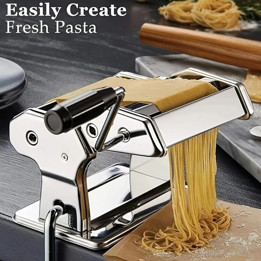 Pasta Machine with 8 Adjustable Thickness Settings, 2-in-1 Stainless Steel Manual Pasta Maker with Roller & Cutter, Homemade Noodle Maker for Spaghetti Fettuccine Lasagna Dumpling Wrappers