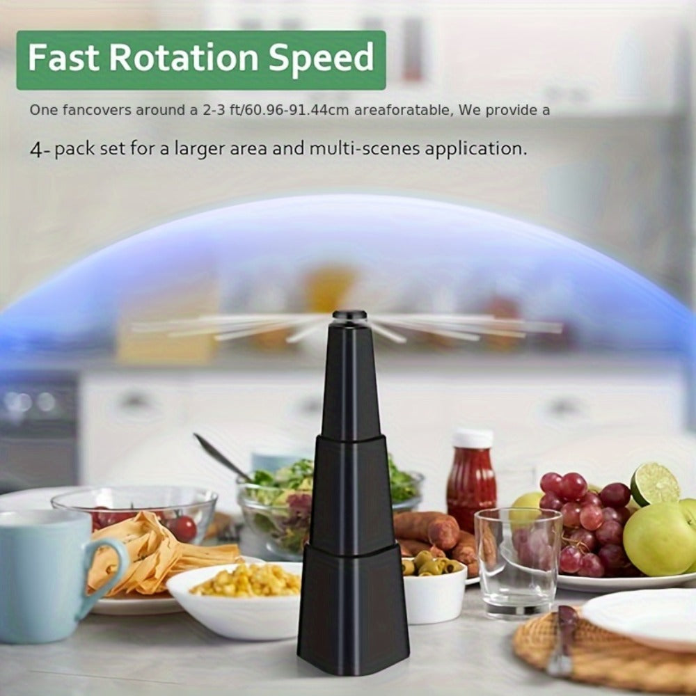 Fly Fans for Tables 6 Pack Fly Repellent Fan Holographic Blade Keep Flies Away from Food for Outdoor BBQ Picnic Party Home Dining Table Portable Battery Operated Soft Blade Safe Indoor Outdoor