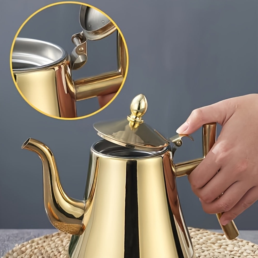 Stainless Steel Tea Kettle with Filter ¨C Tea Pot Coffee Pot Cold Water Pitcher for Home Hotel Restaurant, Induction Cooker Compatible, Thickened