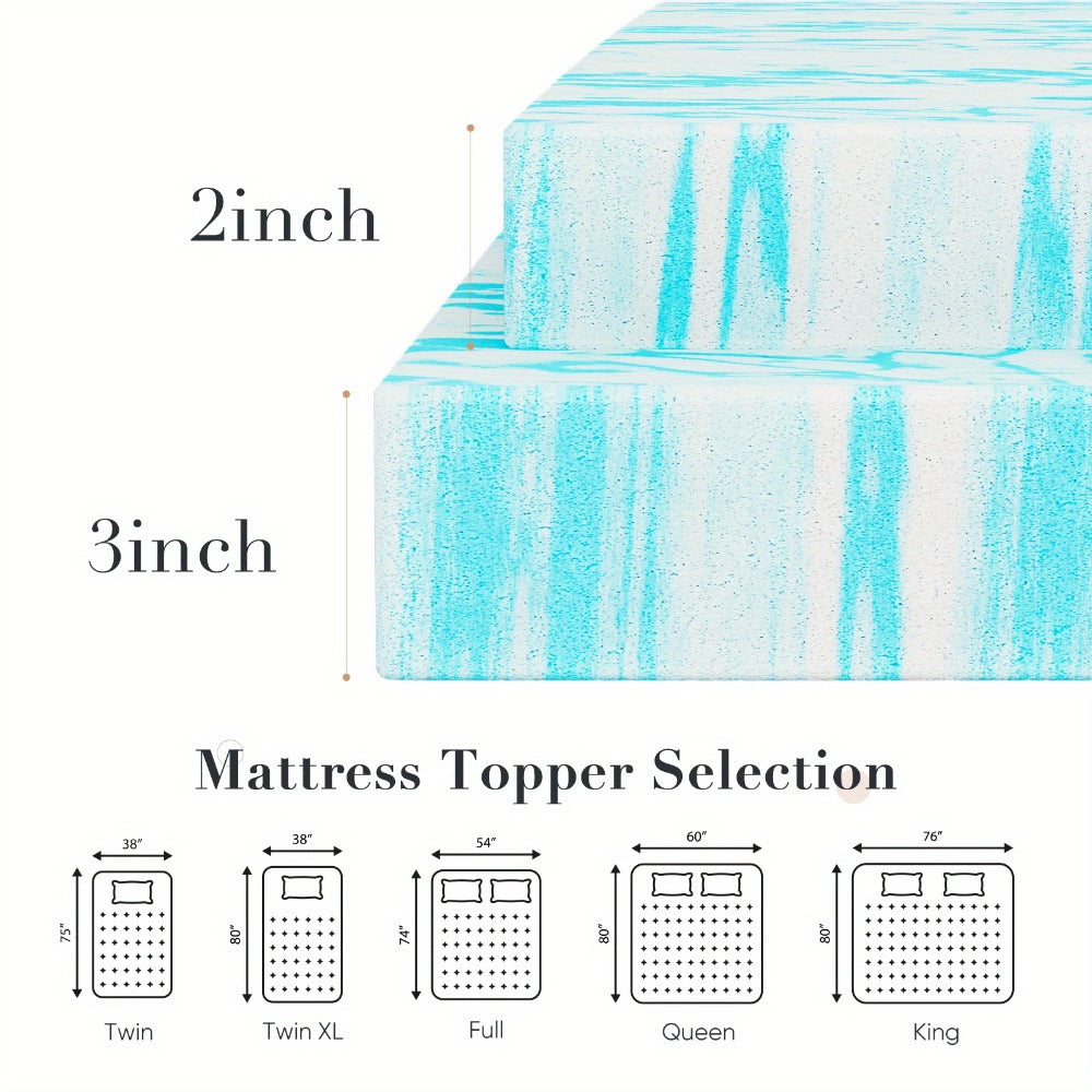Cooling Gel Swirl Mattress Breathable Lightweight Comfort Foam Bed - Twin Full Queen King + Ergonomic Foam Neck Support Pillow - Choose Mattress Thickness 2in 3in or Gray Pillow Separately or Combined