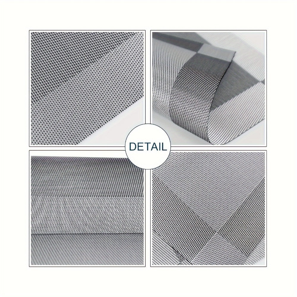 PVC Placemats Set of 6 Heat Resistant Non-Slip Washable Table Mats for Kitchen Dining Table, Easy Clean Vinyl Dinner Mats 11.8x17.7 Inch (Golden, Brown, Silver)