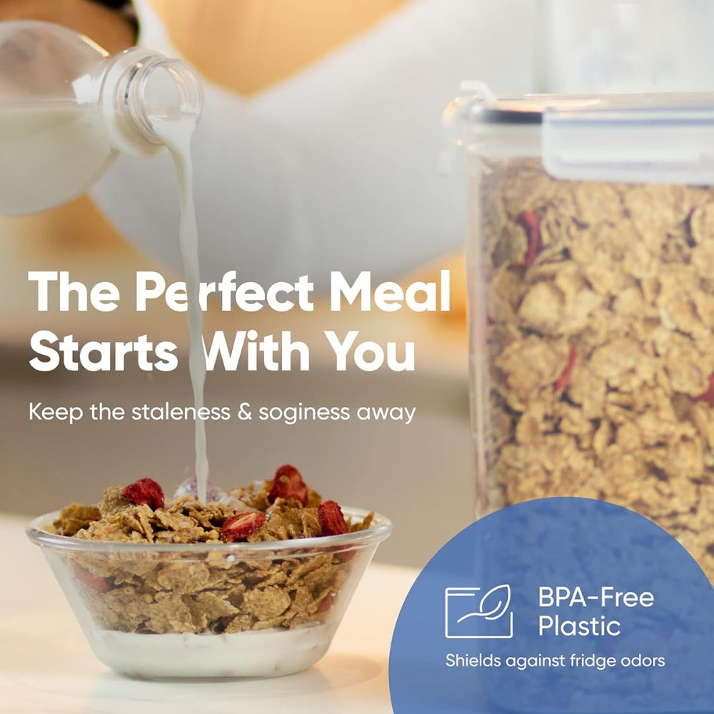 Clear Food Storage Jars with Lids 8 Piece Set - Airtight Moisture Proof Sealed Containers for Cereal Rice Salt Pepper Tea Nuts and Coffee Beans, BPA-Free Plastic Kitchen Pantry Canisters, Available in 84.54oz or 1.06 Gallon, 4 Jars and 4 Lids