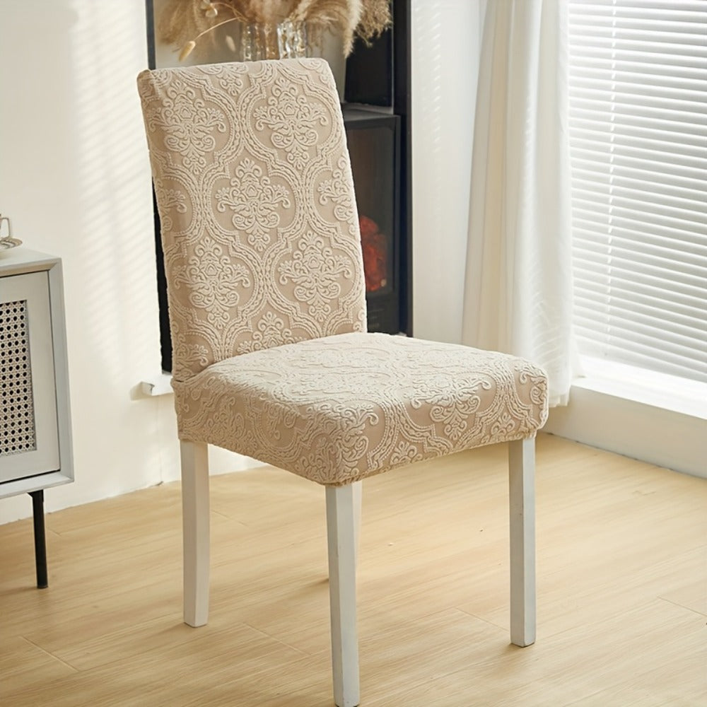 Dining Chair Covers Stretch Velvet Washable Removable Slipcovers Set of 4 or 6 for Kitchen Home Hotel Banquet ¡ª Elastic Band Silver Fox Velvet 200GSM