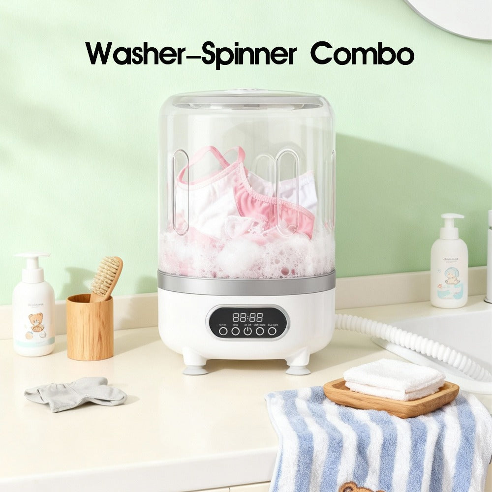 Portable Mini Washing Machine Wash & Dry All-in-One, Blue Light Sterilization, Flexible Drainage, Compact Travel Laundry Washer for Dorm Apartment Camping RV